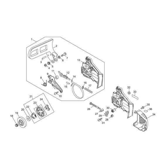 Clutch, Sprocket, Chain Brake