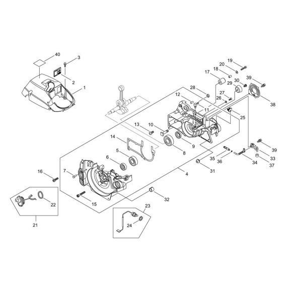Crankcase for ECHO CS-390ESX