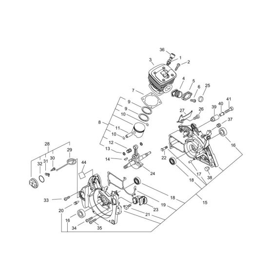 Cylinder, Crankcase, Piston