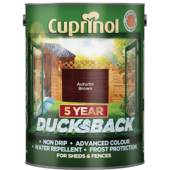 Ducksback 5 Year Waterproof for Sheds & Fences Autumn Brown 5 Litre by Cuprinol - 5092442