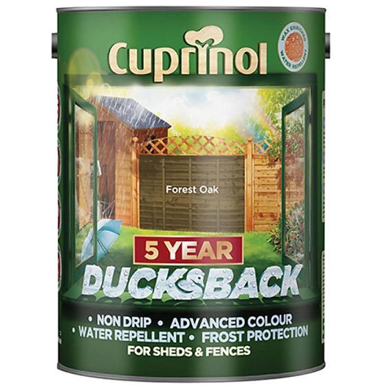 Ducksback 5 Year Waterproof for Sheds & Fences Forest Oak 5 Litre by Cuprinol - 5092434