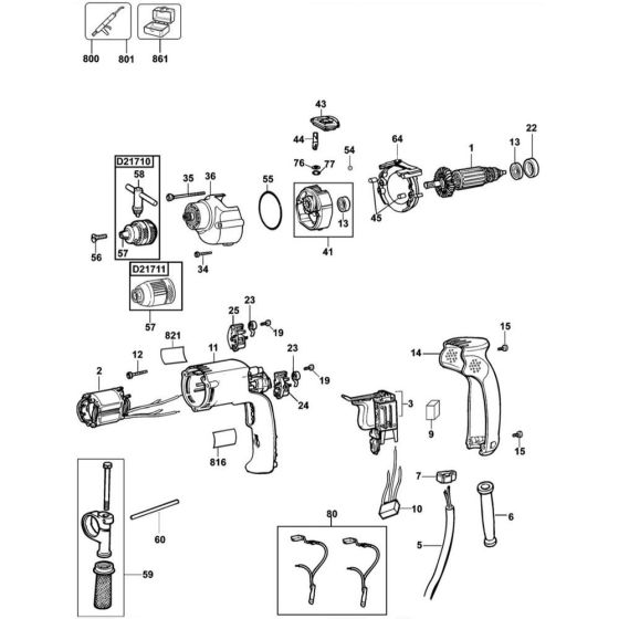DeWalt D21711 Main Assembly