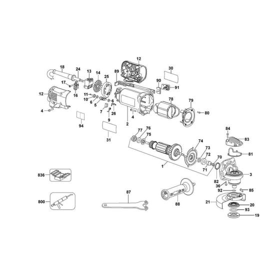 Main Assembly for DeWalt D28141 Type 2 Angle Grinders