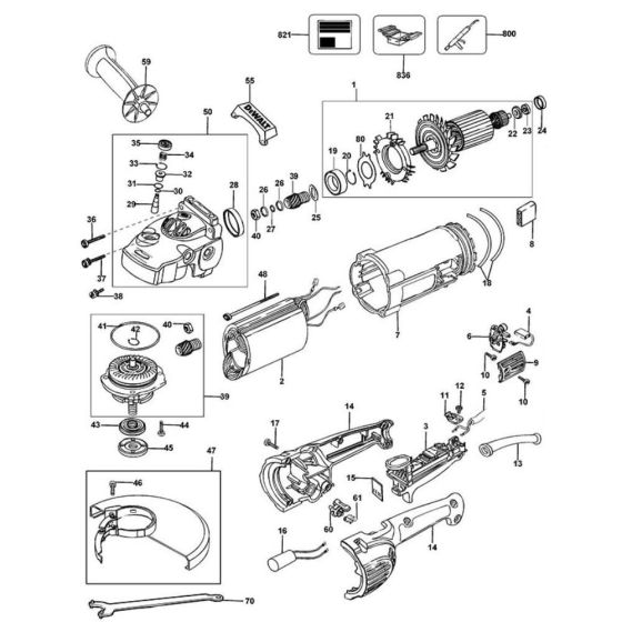 Main Assembly for DeWalt D28432C Type 1 Angle Grinders