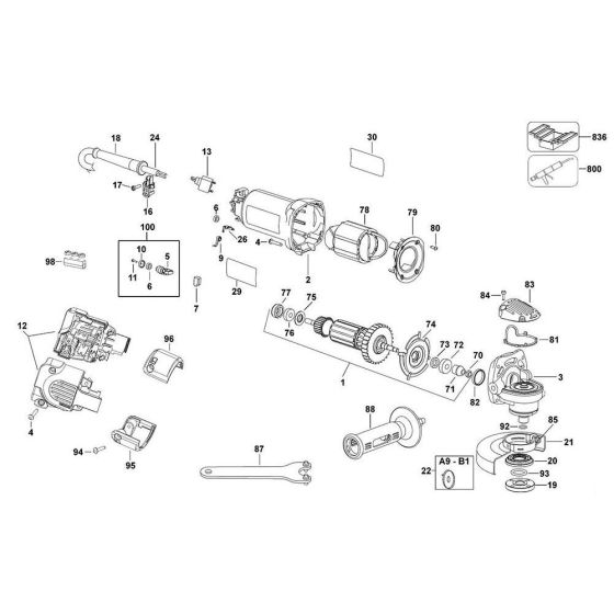Main Assembly for DeWalt D28810 Type 2 Angle Grinders