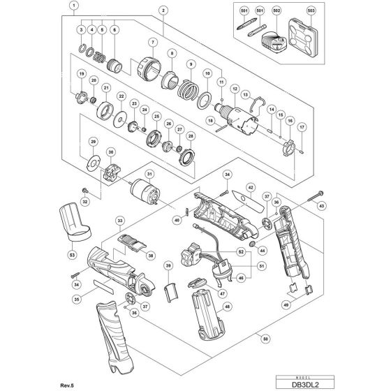 Main Assembly for Hikoki DB3DL2