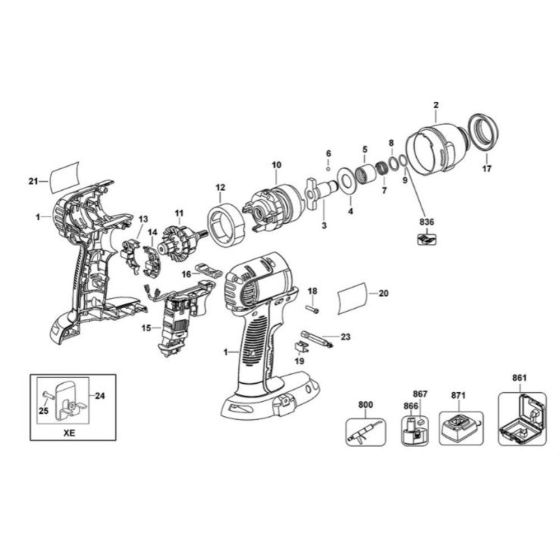 Main Assembly for DeWalt DC827
