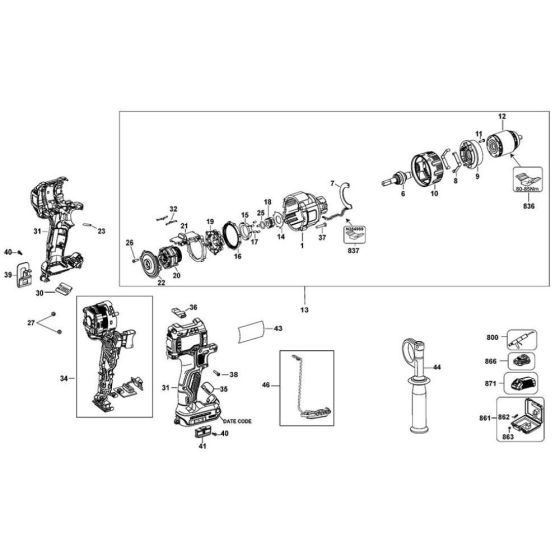 DeWalt DCD992 Main Assembly