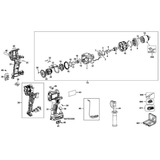 DeWalt DCD997 Main Assembly