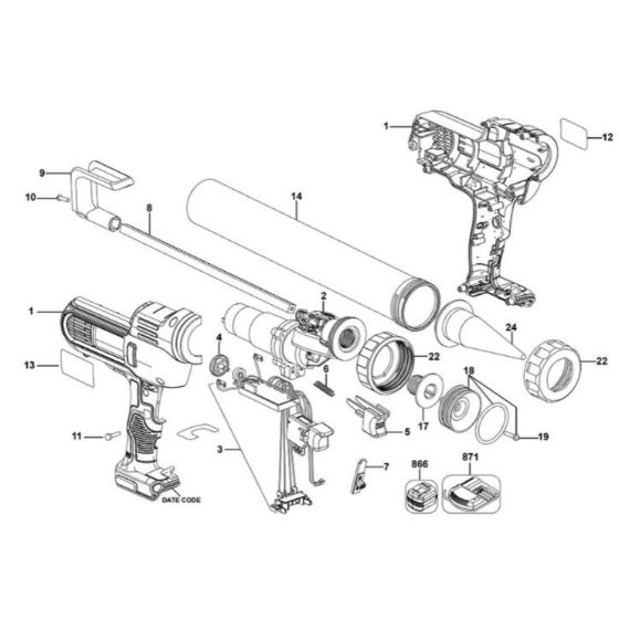 DeWalt DCE571D1 Caulk Gun Assembly