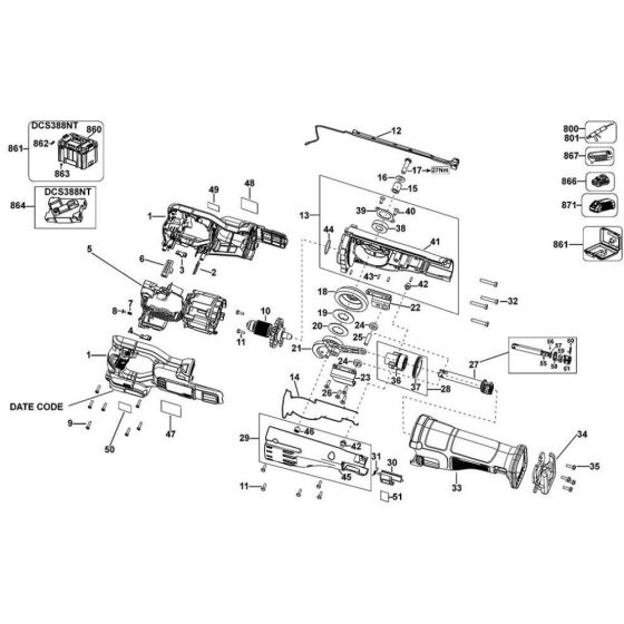 Main Assembly for DeWalt DCS388