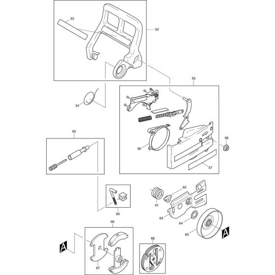 Guard and Clutch Drum Assembly for Makita DCS400-30 Chainsaws