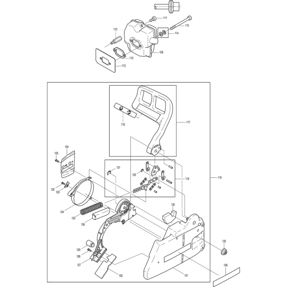 Sprocket, Handle & Muffler Assembly