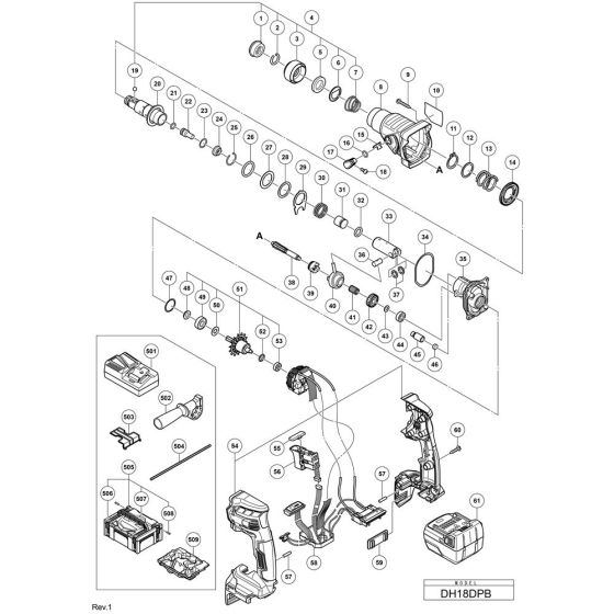 Main Assembly for Hikoki DH18DPB