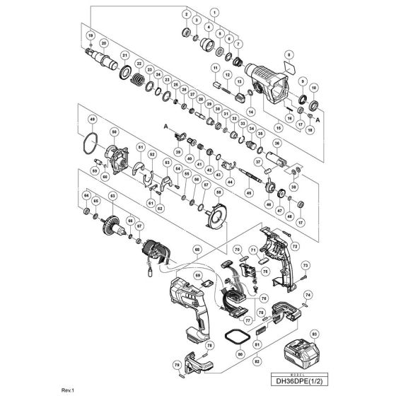 Hikoki DH36DPE Main Assembly