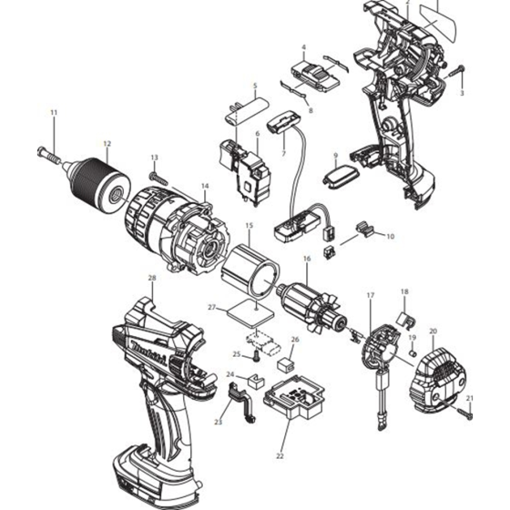 Makita DHP448Z Assembly