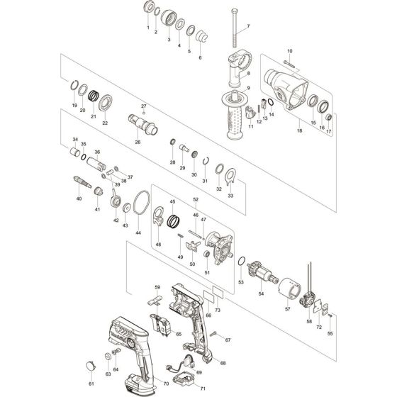 Makita DHR165ZJ Main Assembly