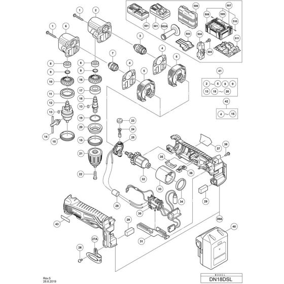 Main Assembly for Hikoki DN18DSL