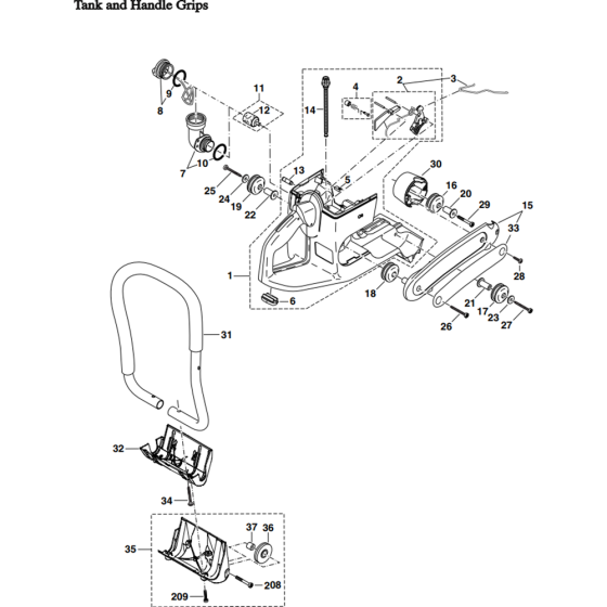 Tank and Handle Grips Assembly