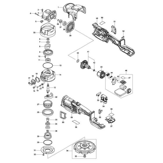 Makita DPO600 Polisher Assembly