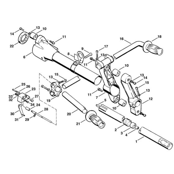 Drive tube assembly & Support tube & Handlebar X 12 817 754 (24.85) Assembly for Stihl FS200 FS202 Clearing Saw