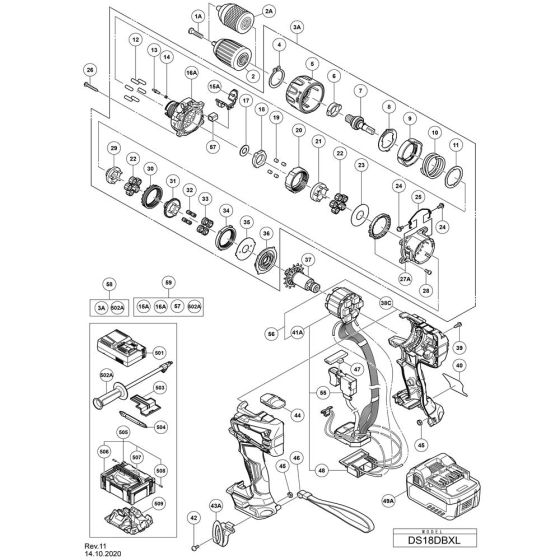Main Assembly for Hikoki DS18DBXL
