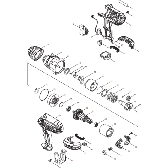 Makita DTW450Z Main Assembly