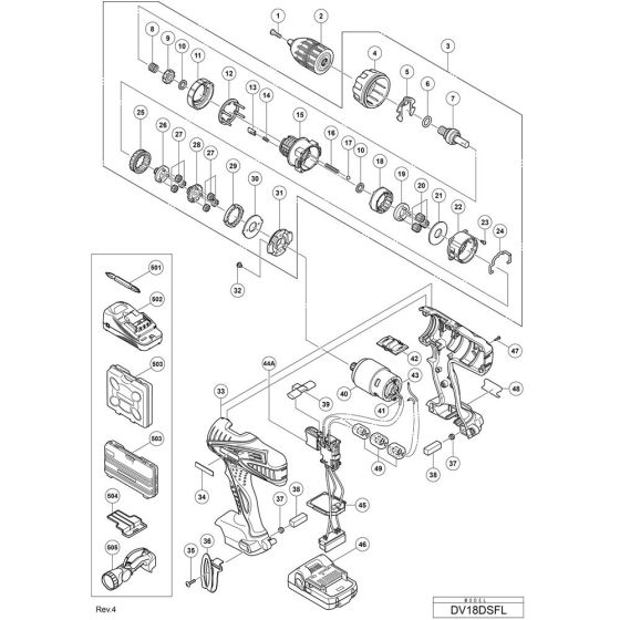 Main Assembly for Hikoki DV18DSFL