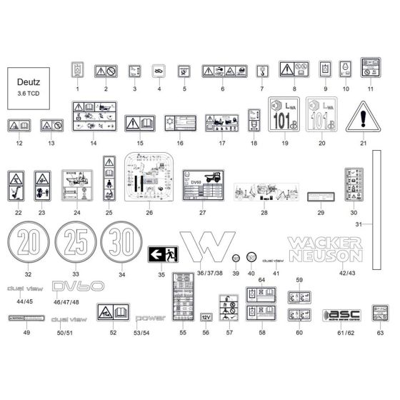 Decals for Wacker DV60-2 Dumper