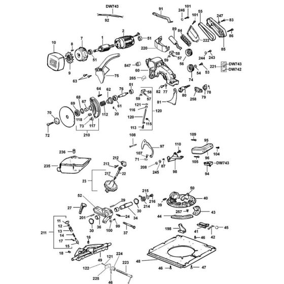 Main Assembly for DeWalt DW742M