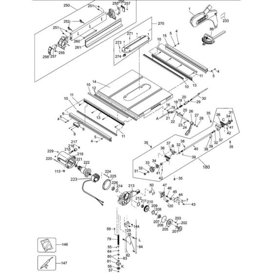 Main Assembly for DeWalt DW745