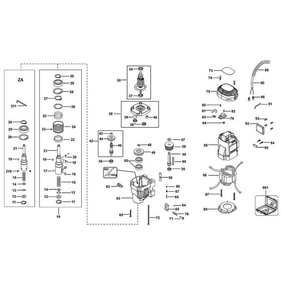 Main Assembly for DeWalt DWE1622K