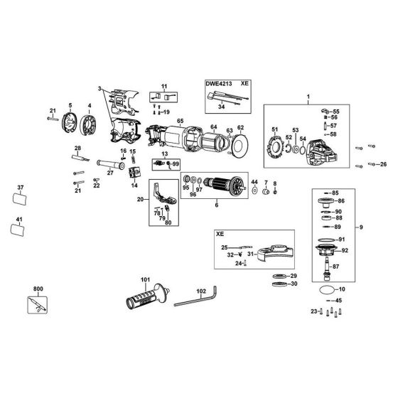 Main Assembly for DeWalt DWE4213