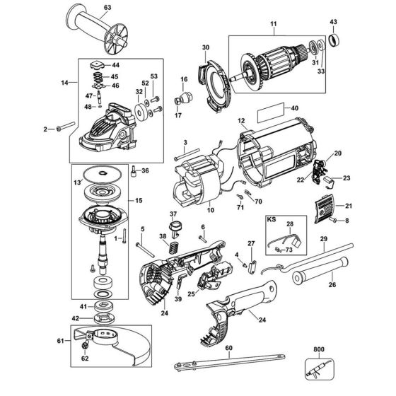 Main Assembly for DeWalt DWE490