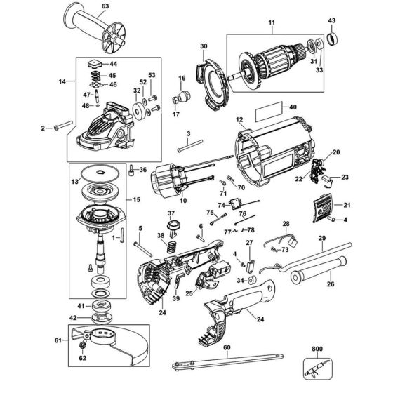 DeWalt DWE494 Main Assembly