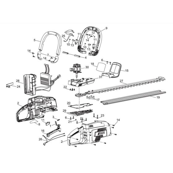 ECHO ECHT-58V Hedgetrimmer Assembly