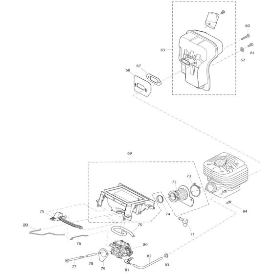Muffler Assembly for Makita EK7301