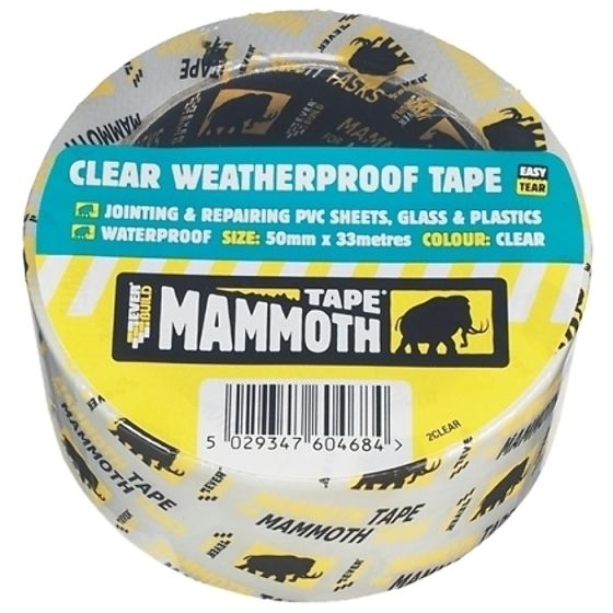Clear Weatherproof Tape 50mm x 10m by Everbuild - 2CLEAR10