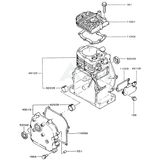 Cylinder/Crankcase Kawasaki FA130R