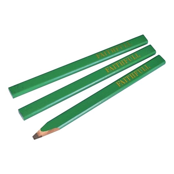 Carpenter's Pencils - Green / Hard (Pack of 3) by Faithfull
