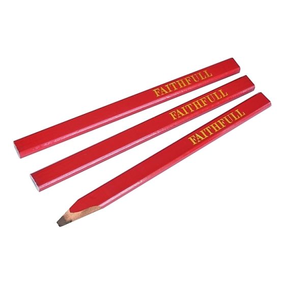 Carpenter's Pencils - Red / Medium (Pack of 3) by Faithfull