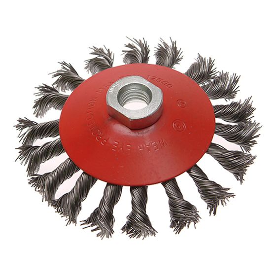Conical Wire Brush 115mm x M14 x 2 0.50mm Wire by Faithfull - 1211514150