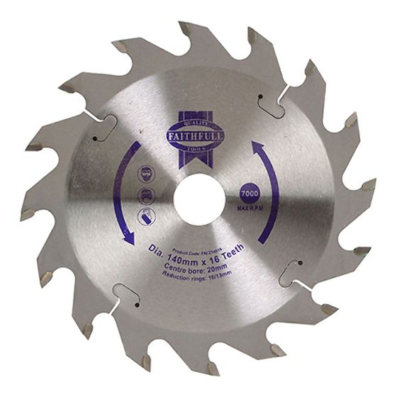 Circular Saw Blade 140 x 20mm x 16T Fast Rip by Faithfull - FAIZ14016