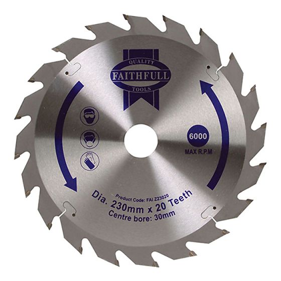 Circular Saw Blade TCT 230 x 30mm x 20T Fast Rip by Faithfull - FAIZ23020