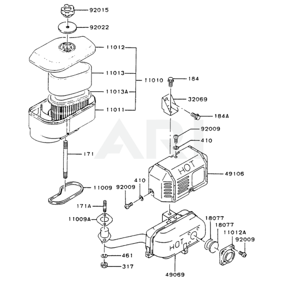 Air Filter/Muffler Kawasaki FC290V