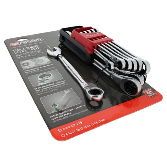 Facom 467B.JP10 10 Piece Reversible Ratchet Combination Spanner Set 8-19mm