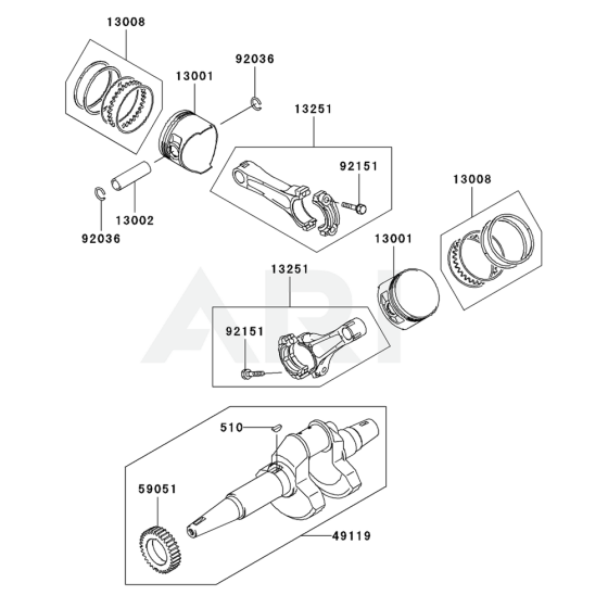 Piston/Crankshaft Kawasaki FD750D