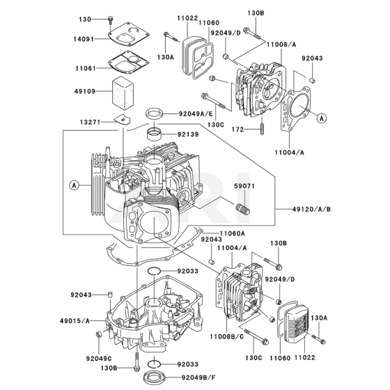 Cylinder & Crankcase Kawasaki FH500V