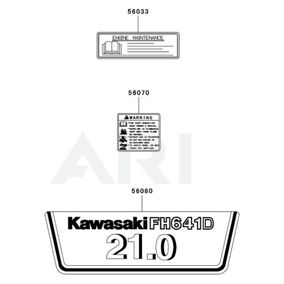 Kawasaki FH641D Engine Label