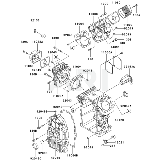Cylinder & Crankcase Kawasaki FH721D